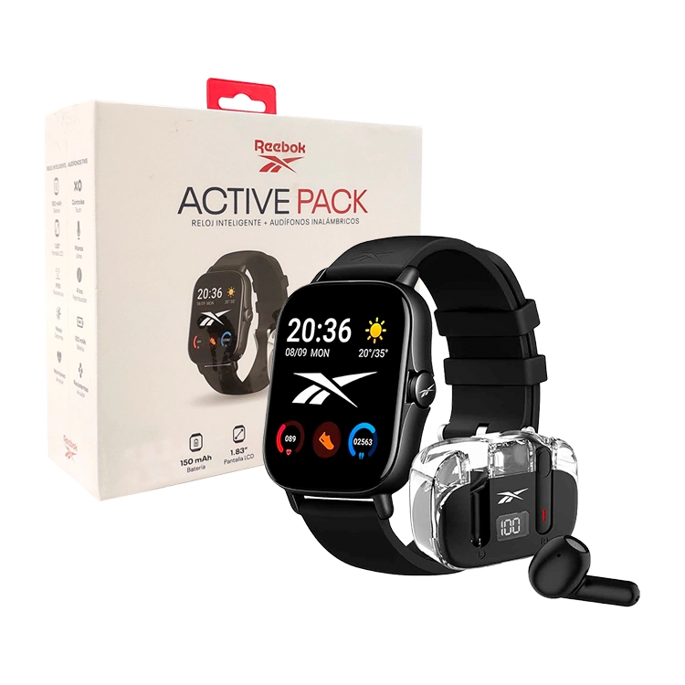 Reloj Inteligente Reebok Smatwatch Sport + Auriculares Negro RBK-BDST-K Art.LREEB0018